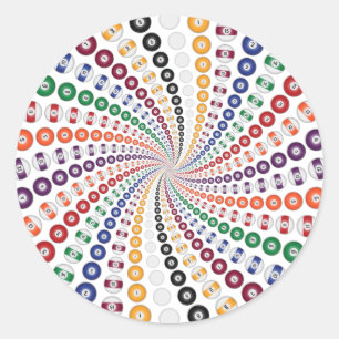 Billiards / Pool Balls Spiral: Classic Round Sticker