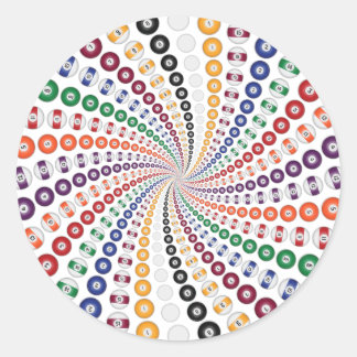 Billiards / Pool Balls Spiral: Classic Round Sticker