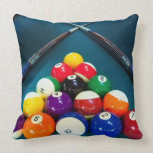 Billiards Pool Balls Square Throw Pillow