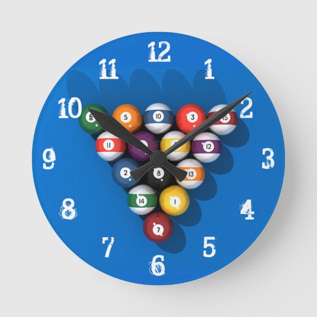 Billiards / Pool Balls: Wall Clock (Front)