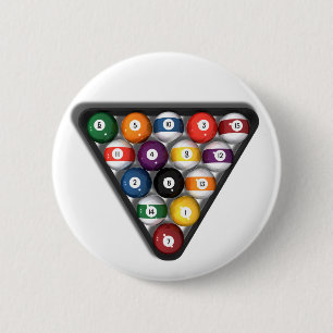 Billiards / Pool Balls with Drop Shadow: 6 Cm Round Badge