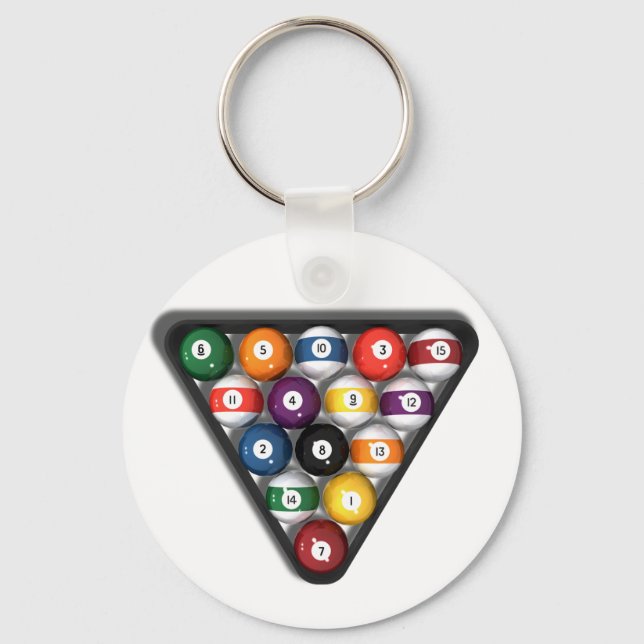 Billiards / Pool Balls with Drop Shadow: Key Ring (Front)