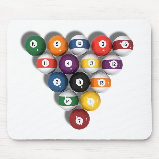 Billiards / Pool Balls with Drop Shadow: Mouse Mat (Front)