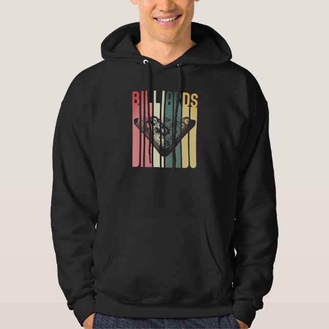 Billiards Pool Bar Sports Retro 8 Ball Stick Playe Hoodie (Front)