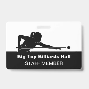 Billiards Pool Hall And Event Staff Member Budget ID Badge
