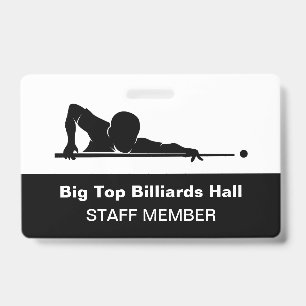 Billiards Pool Hall And Event Staff Member Budget ID Badge