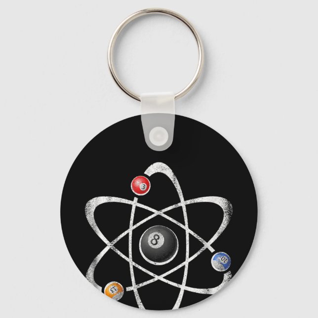 Billiards Pool Hall Sport Atom Science Key Ring (Front)