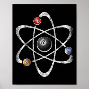Billiards Pool Hall Sport Atom Science Vintage Ret Poster