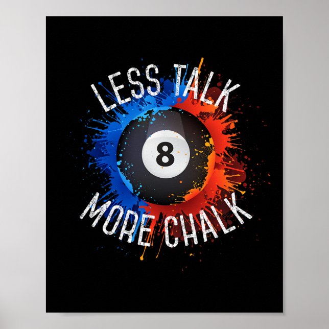 Billiards Pool Hall Sport Less Talk More Chalk  Poster (Front)