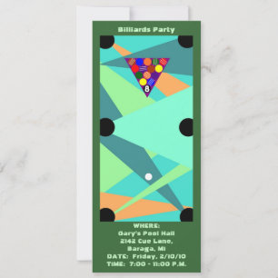 BILLIARDS ~ POOL PARTY INVITATION ~EZ TO CUSTOMIZE