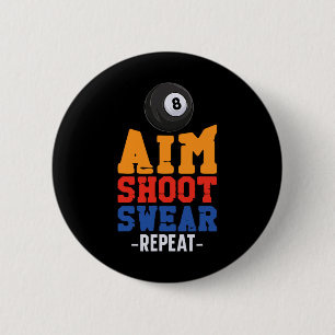Billiards Pool Player Ball 8 Ball Vintage Aim Shoo 6 Cm Round Badge