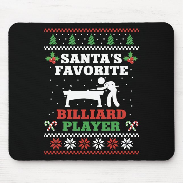 Billiards Pool Player Ball Christmas Ugly Christma Mouse Mat (Front)