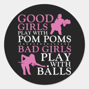Billiards Pool Player Ball Girl Good Girls Play Wi Classic Round Sticker