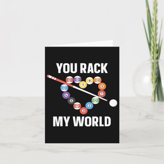 Billiards Pool Player Ball Pun Heart Valentines Da Card (Front)