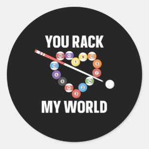 Billiards Pool Player Ball Pun Heart Valentines Da Classic Round Sticker