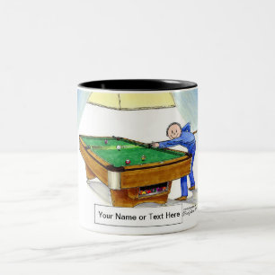 Billiards, Pool Player Cartoon Two-Tone Coffee Mug