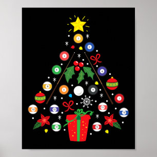 Billiards Pool Player Christmas Ornament Tree Funn Poster