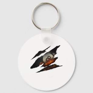 Billiards Pool Player Ll 8 Ll Fire Scar Vintage Key Ring
