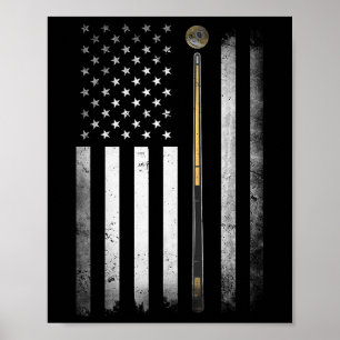 Billiards Pool Player Table Usa Us American Flag  Poster