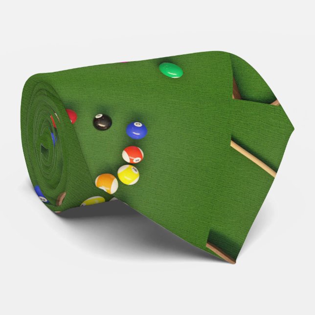 Billiards Pool Table And Balls Necktie (Rolled)