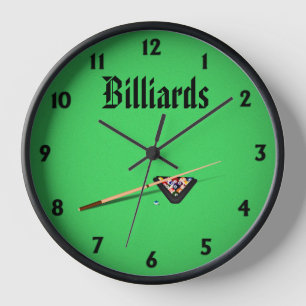 Billiards Pool Table Cue Stick and Balls Clock