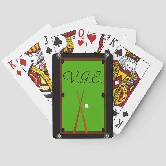 Billiards Pool Table Monogram Playing Cards (Back)