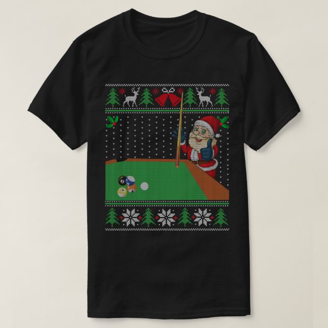 Billiards Pool Ugly Christmas Sweater Style (Design Front)