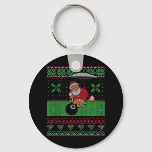 Billiards Pool Ugly Christmas Sweater Style  Key Ring