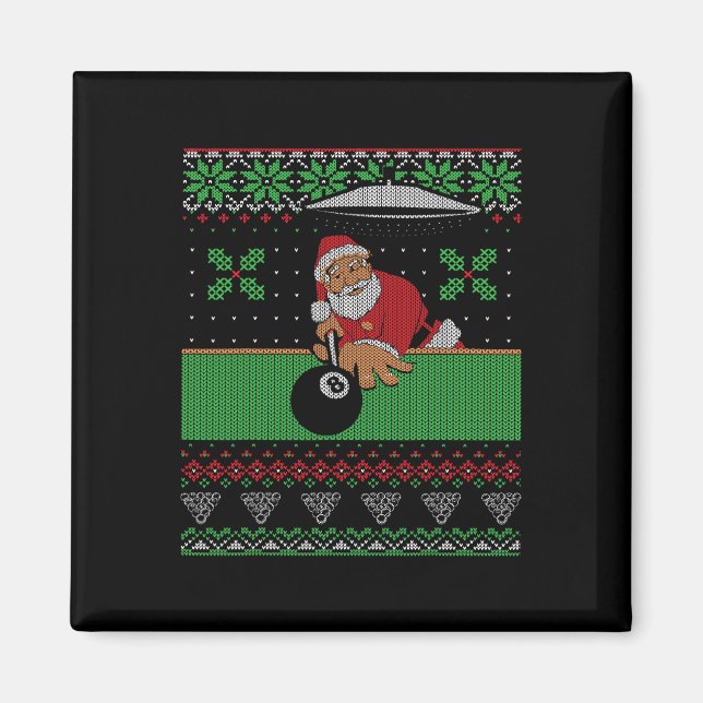 Billiards Pool Ugly Christmas Sweater Style  Magnet (Front)