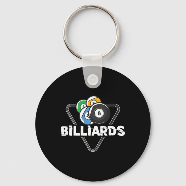 Billiards Rack Billiard Player Snooker 8 Ball Cue  Key Ring (Front)