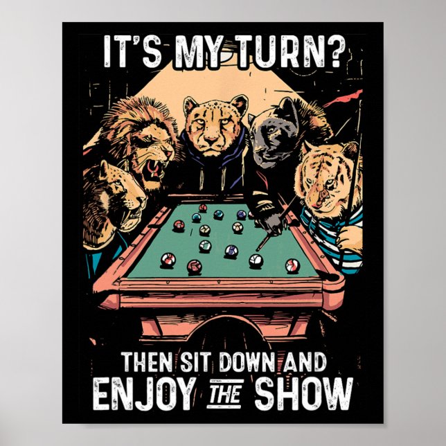 Billiards Rack Cue Stick Pool Table Billiard Playe Poster (Front)