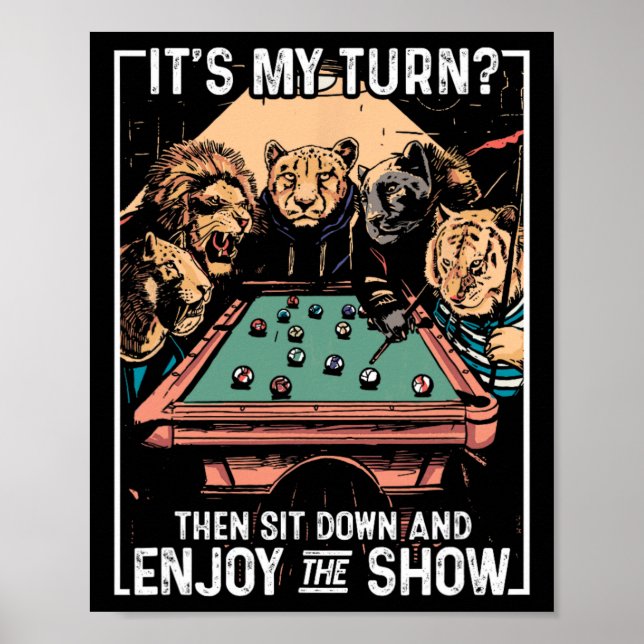 Billiards Rack Cue Stick Pool Table Billiard Playe Poster (Front)