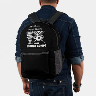 Billiards Saying About Skill Level and Improvement Printed Backpack