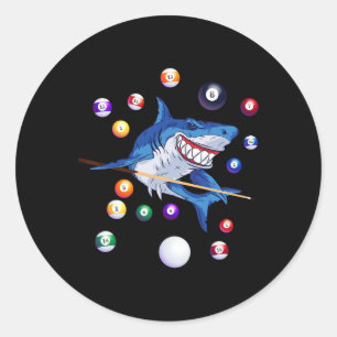 Billiards Shark Billiard Player Pool Table Snooker Classic Round Sticker