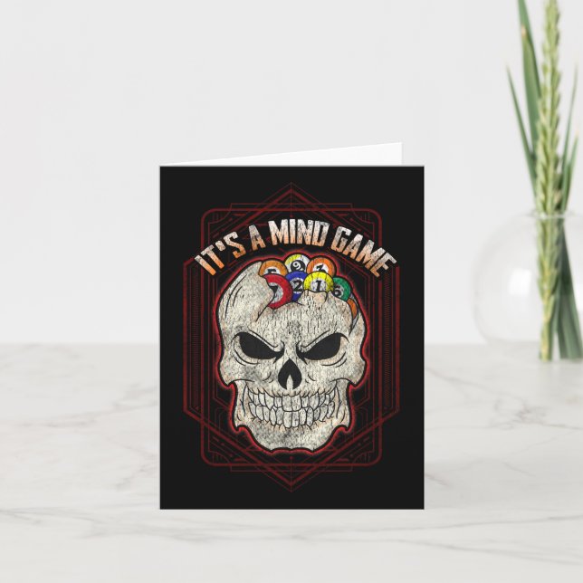 Billiards Skull Pool Its A Mind Game  Card (Front)