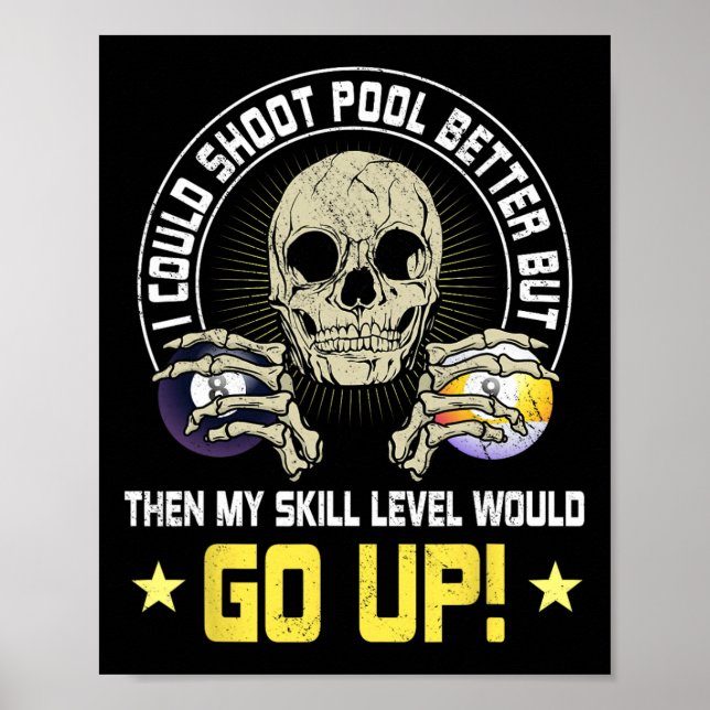 Billiards Skull Pool Snooker Billiard Ball Table N Poster (Front)