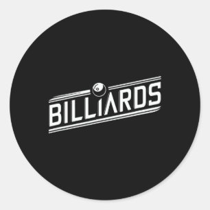 “billiards” - Sleek Angled Design Classic Round Sticker