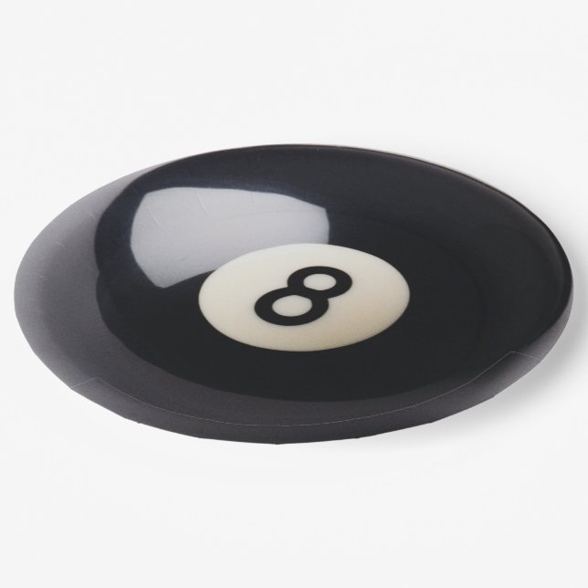 Billiards Snooker 8-Ball Paper Plates (Angled)