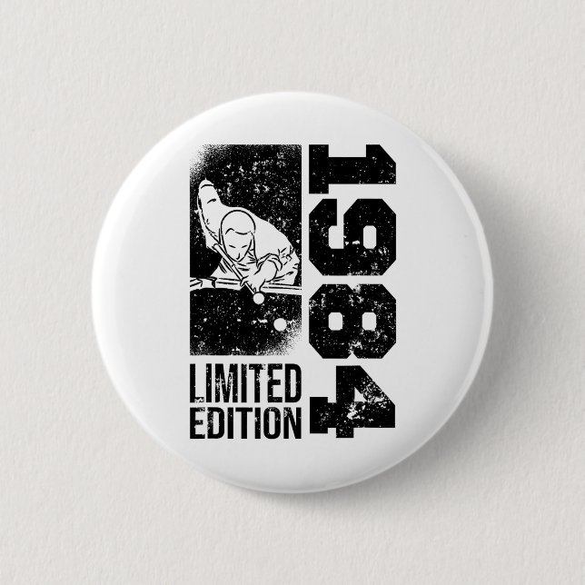 Billiards Snooker-game Vintage 1984 Birthday Pool- 6 Cm Round Badge (Front)