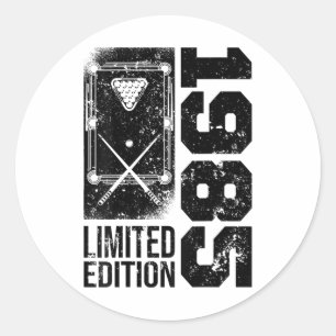 Billiards Snooker-gamer Vintage 1985 Birthday Pool Classic Round Sticker