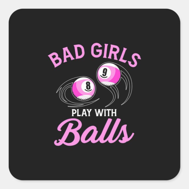 Billiards Snooker Girls Play With Billiard Balls Square Sticker (Front)