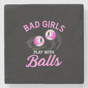 Billiards Snooker Girls Play With Billiard Balls Stone Coaster