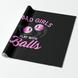 Billiards Snooker Girls Play With Billiard Balls Wrapping Paper