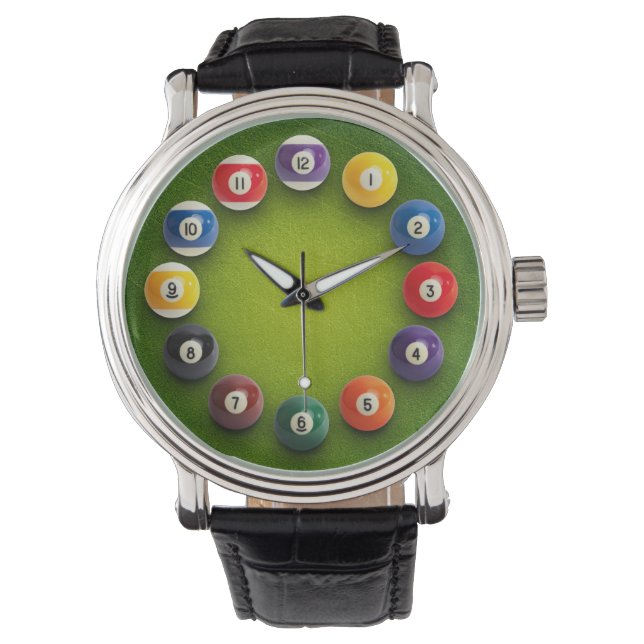Billiards Snooker Novelty Clock Watch (Front)