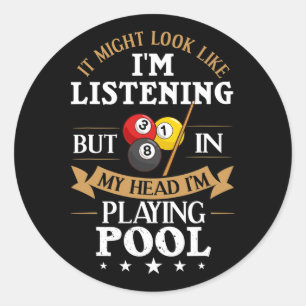 Billiards Snooker Pool Game Player Sports Competit Classic Round Sticker