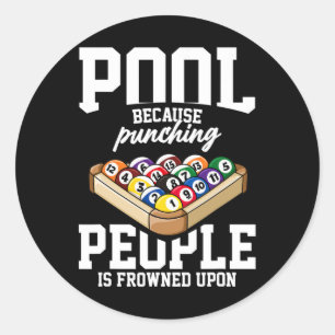 Billiards Snooker Pool Game Player Sports Competit Classic Round Sticker