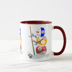 Billiards Snowman Christmas Mug