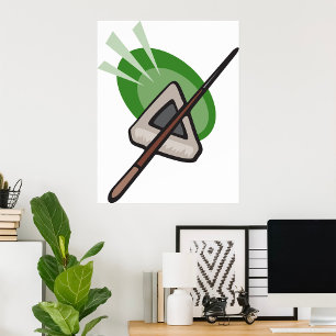 Billiards Triangle and Cue Stick Poster