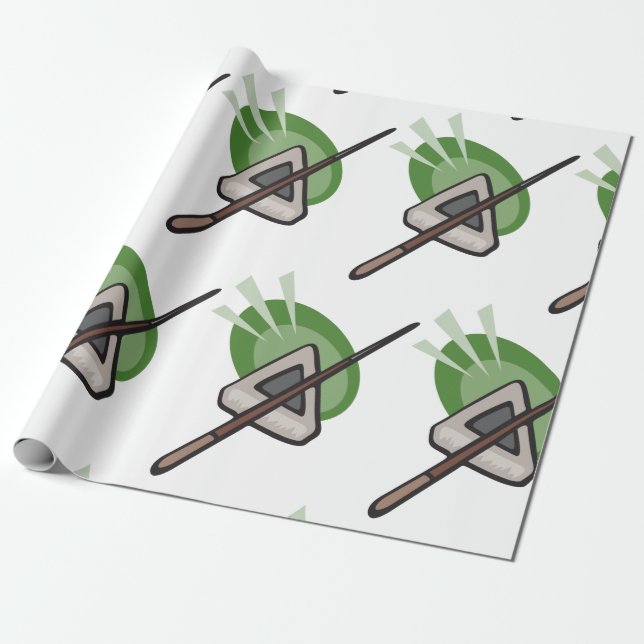 Billiards Triangle and Cue Stick Wrapping Paper (Unrolled)