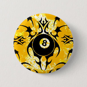 billiards. tribal. 6 cm round badge